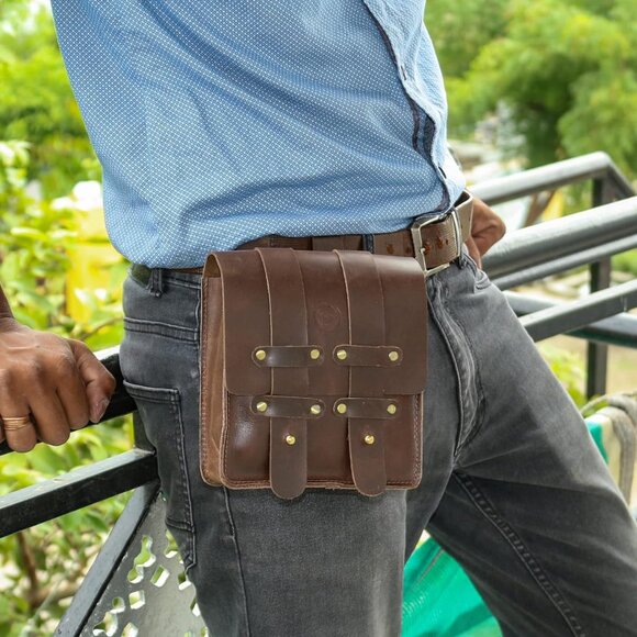 Leather Belt Pouch Fanny Pack with Belt Loop